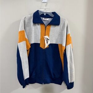 NWT Vintage Men's Colorblock Full Zip Track Jacket - Blue, Gray & Yellow. Size M